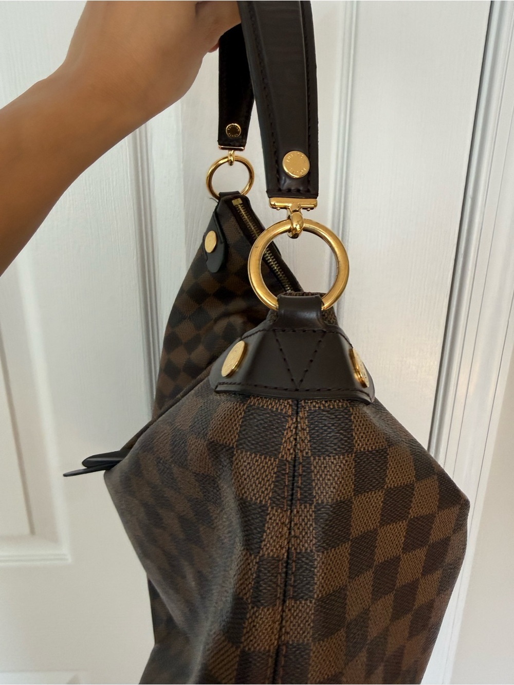 Louis Vuitton Brown Damier Hobo with Red Interior - Picture 7 of 10
